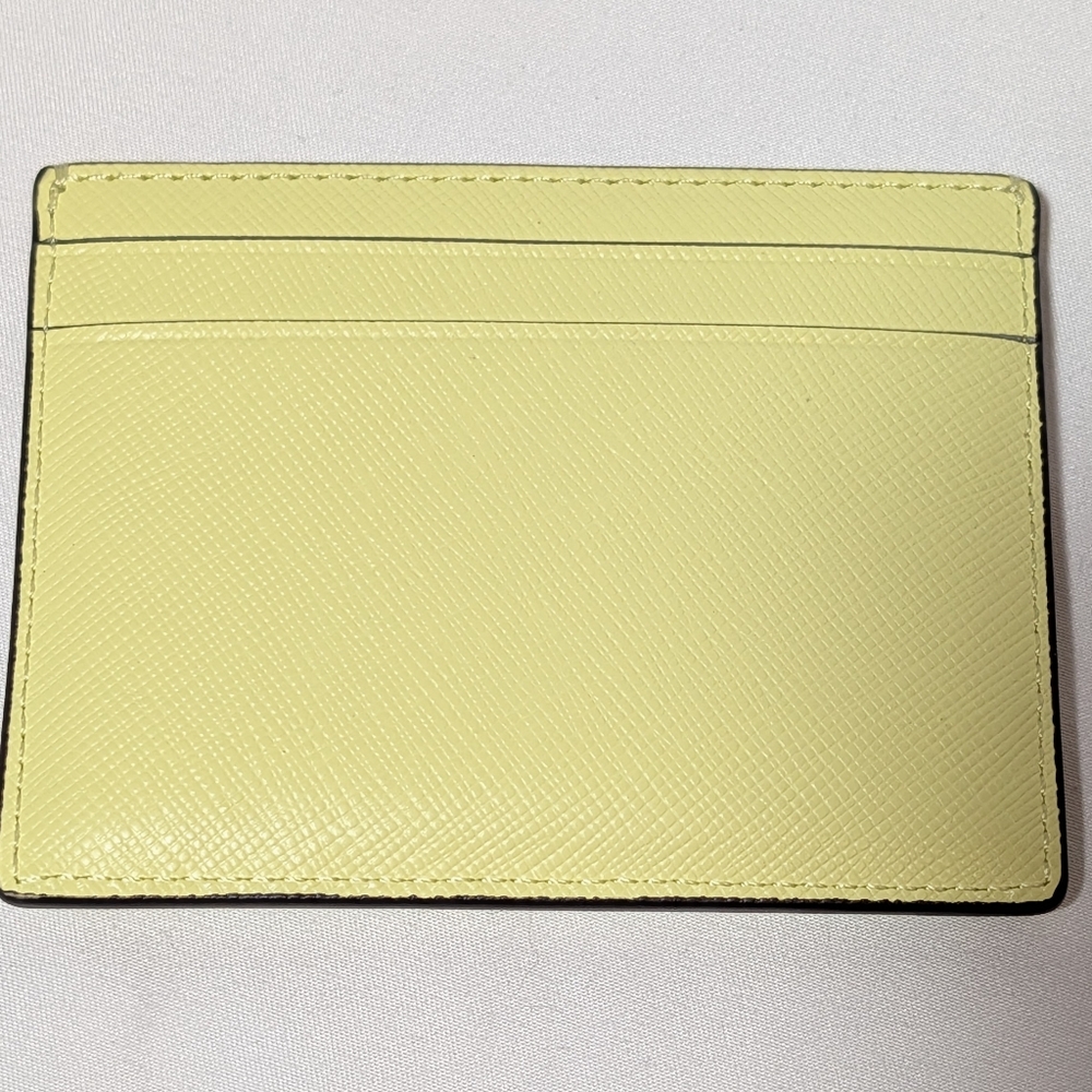 Kate Spade New York Saffiano Leather Slim Card Holder Wallet Tennis Ball Yellow - Picture 4 of 5